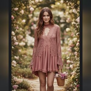 🌟NWT Free People Secret Origins Lace Gorgeous Long Sleeve Top